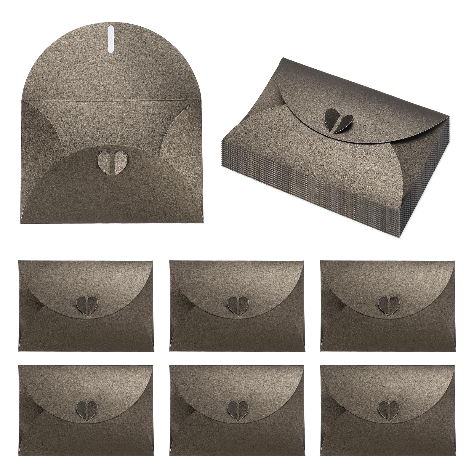 PATIKIL 6.1 x 4.1 Inch Mini Card Envelopes, 20Pcs Cute Envelopes Holder with Heart Clasp for Birthday Weddings Favors Business Greeting Cards, Coffee