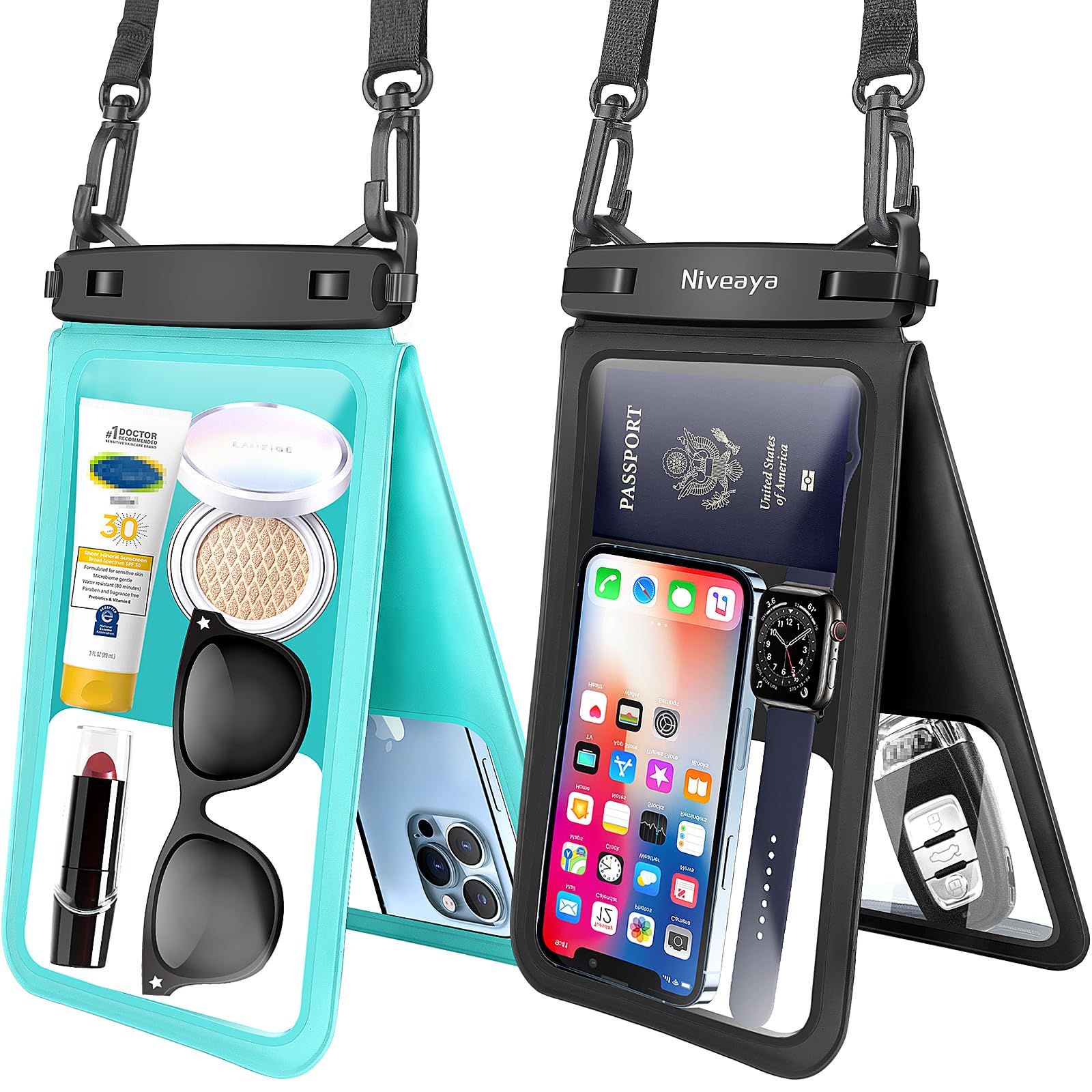 10" Large Double Space Floating Waterproof Phone Pouch - 2 Pack, Waterproof Phone Lanyard Case with iPhone 14/13/12/11 Pro Max/Pro/8 Plus, Galaxy S22/S21/S20/S10/Note 20/10/9, for Vacation Swimming.-image-35