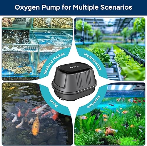 Miniatura 7 de AquaMiracle Bomba de aire para acuario, bomba de aire para tanque de peces súper silenciosa, 3W6W10W 125GPH190GPH317GPH Bomba de aire hidropónica