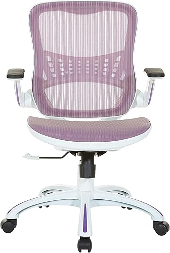 Miniatura 3 de OSP Home Furnishings Riley - Silla de escritorio de oficina ventilada para gerente con asiento y respaldo de malla transpirable, base blanca con