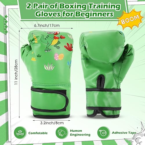 Miniatura 2 de 2 pares de guantes de boxeo para niños y jóvenes, guantes de boxeo de 6 onzas, guantes de lucha libre, equipo de boxeo para boxeo, taekwondo,