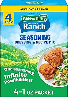 Hidden Valley Original Ranch Seasoning, Dressing and Recipe Mix, 1 Ounce Each, 4 Count (Package May Vary)
