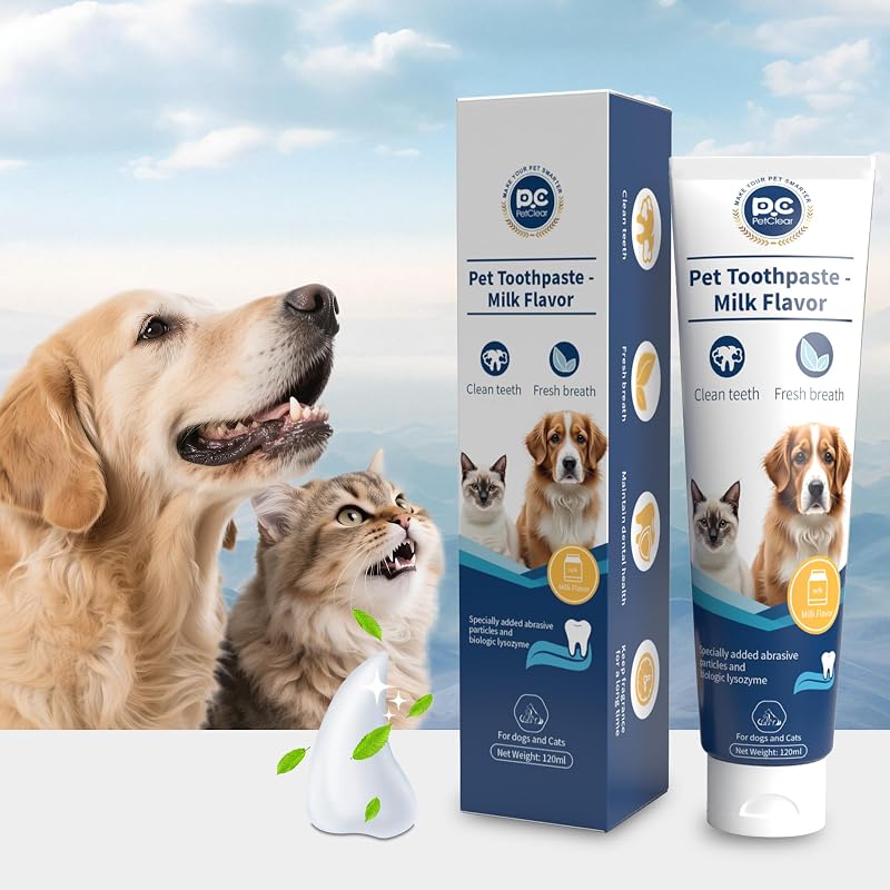 Creme Dental para Cães e Gatos PETCLEAR com Lactobacillus, Sabor Leite e Sem Flúor, 120 g