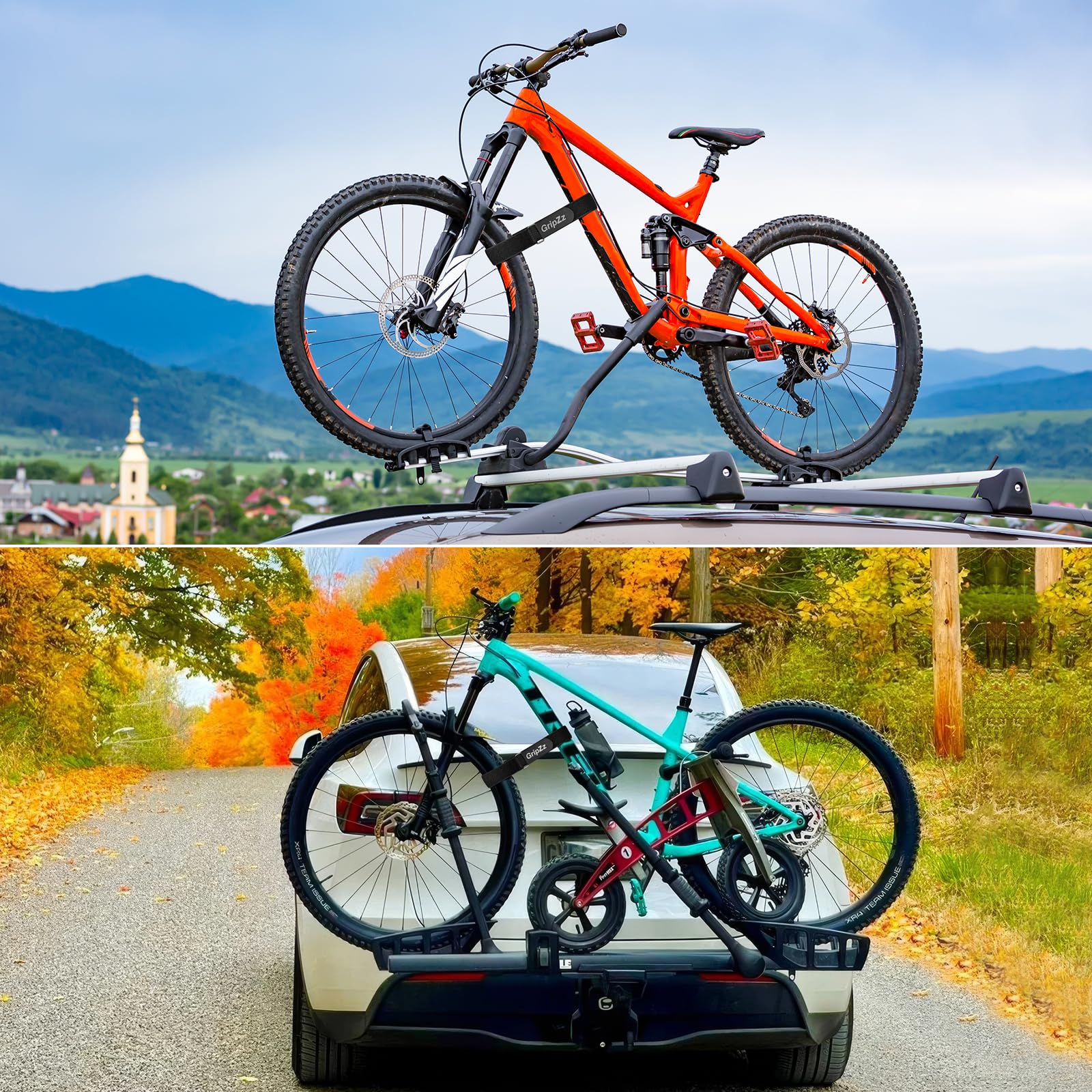 Pasy do Bagażnika Rowerowego 65 cm x 3,8 cm (2 sztuki), Regulowane pasy stabilizujące, do mocowania roweru na ścianie, transportu i przechowywania, idealne do kół, ramy i akcesoriów rowerowych