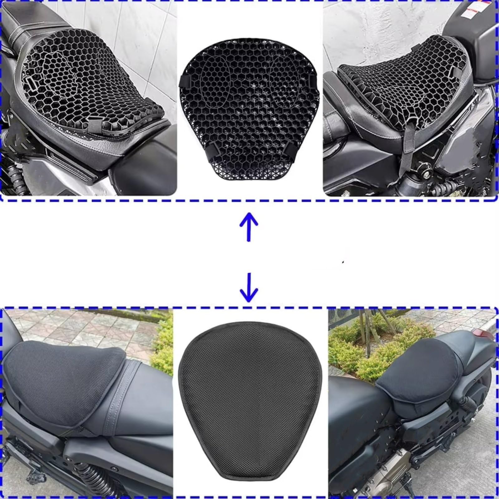 Cuscino Del Sedile In Gel Per Moto Assorbimento Degli Urti Decompressione A Nido D'ape Universale