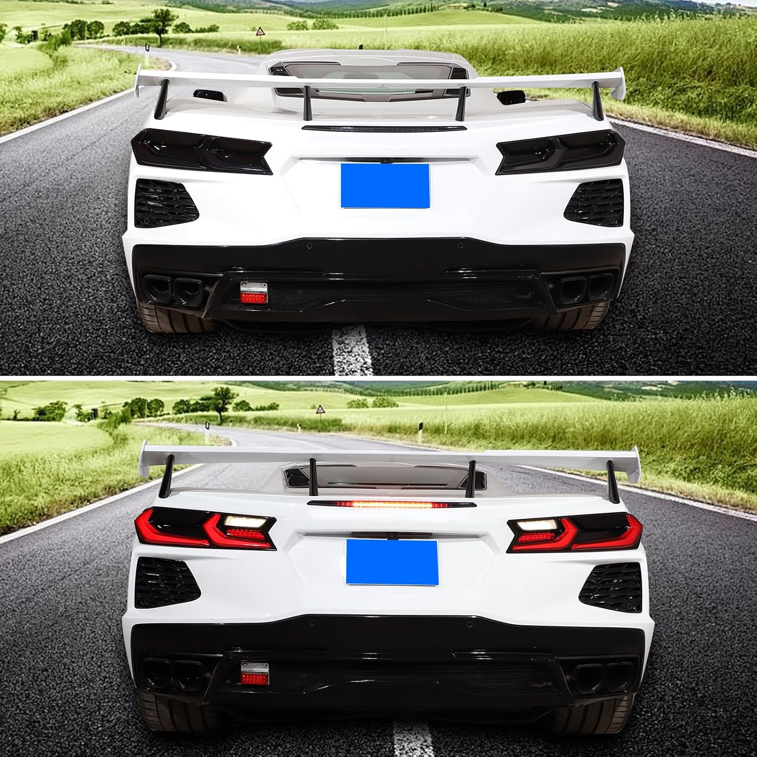 Daeiclru Car Headlight Cover and Tail Light Lamp Cover Compatible with Corvette C8 Stingray/Z06/E-Ray 2020-2025, Smoked Head Lamp Taillight Guard Protection Cover Exterior Accessories