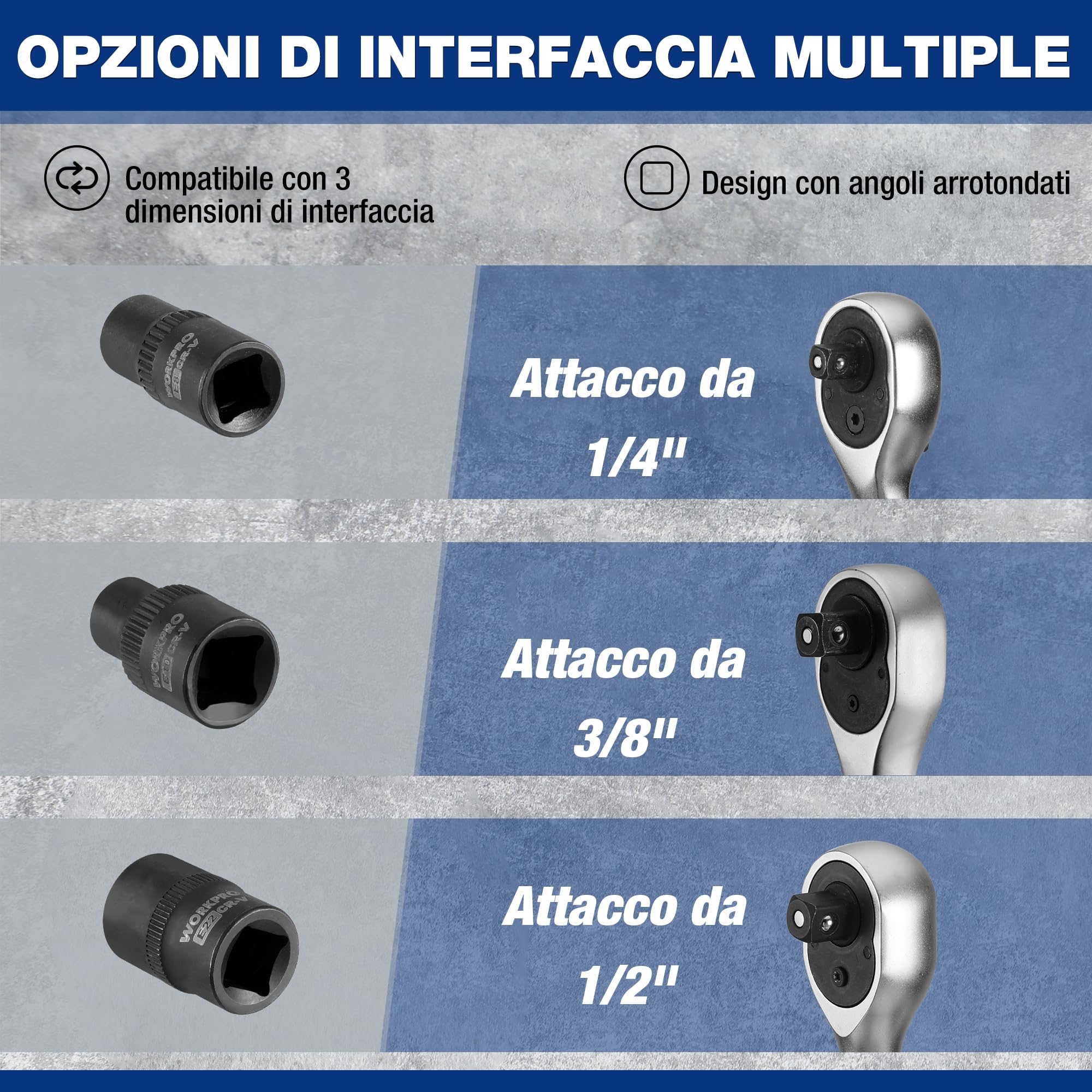 WORKPRO Chiavi a Bussola Torx da 60 Pezzi, 1/4", 3/8", 1/2" Attacco, T6-T70, TT6-TT70, TP8-TP60, E4-E24, con Scatola di Conservazione