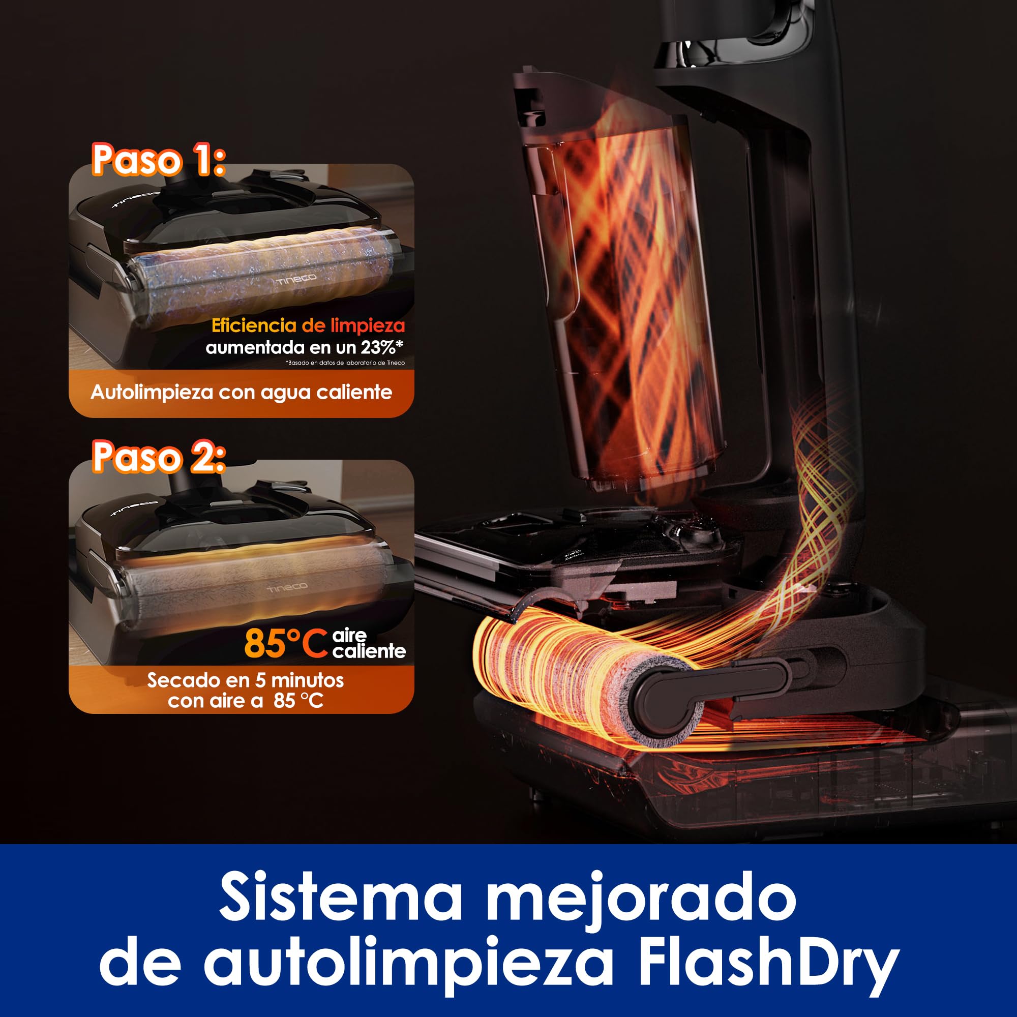 Tineco Floor One S7 Stretch Ultra, Aspiradora inalámbrica en seco y húmedo, 21.000 Pa, Diseño antienredos con posición Horizontal de 180 °, 50 Minutos de autonomía, Autolimpieza FlashDry a 85 °C