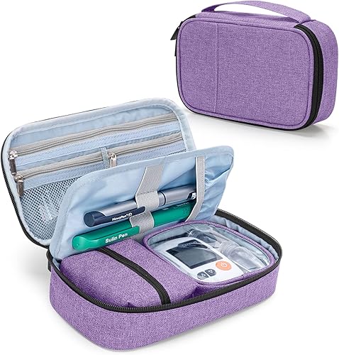 CURMIO Bolsa de suministros para diabéticos para medidor de glucosa, medicamentos, bolígrafos de insulina y otros suministros para el cuidado de la