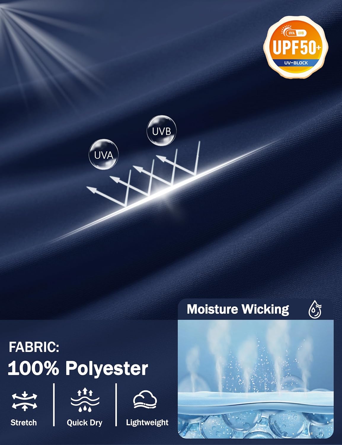 KINSWT Mens UPF 50+ Sun Shirt Long Sleeve 1/4 Zip SPF UV Protection Lightweight Quick Dry Quarter Zip Golf Shirt - Image 5