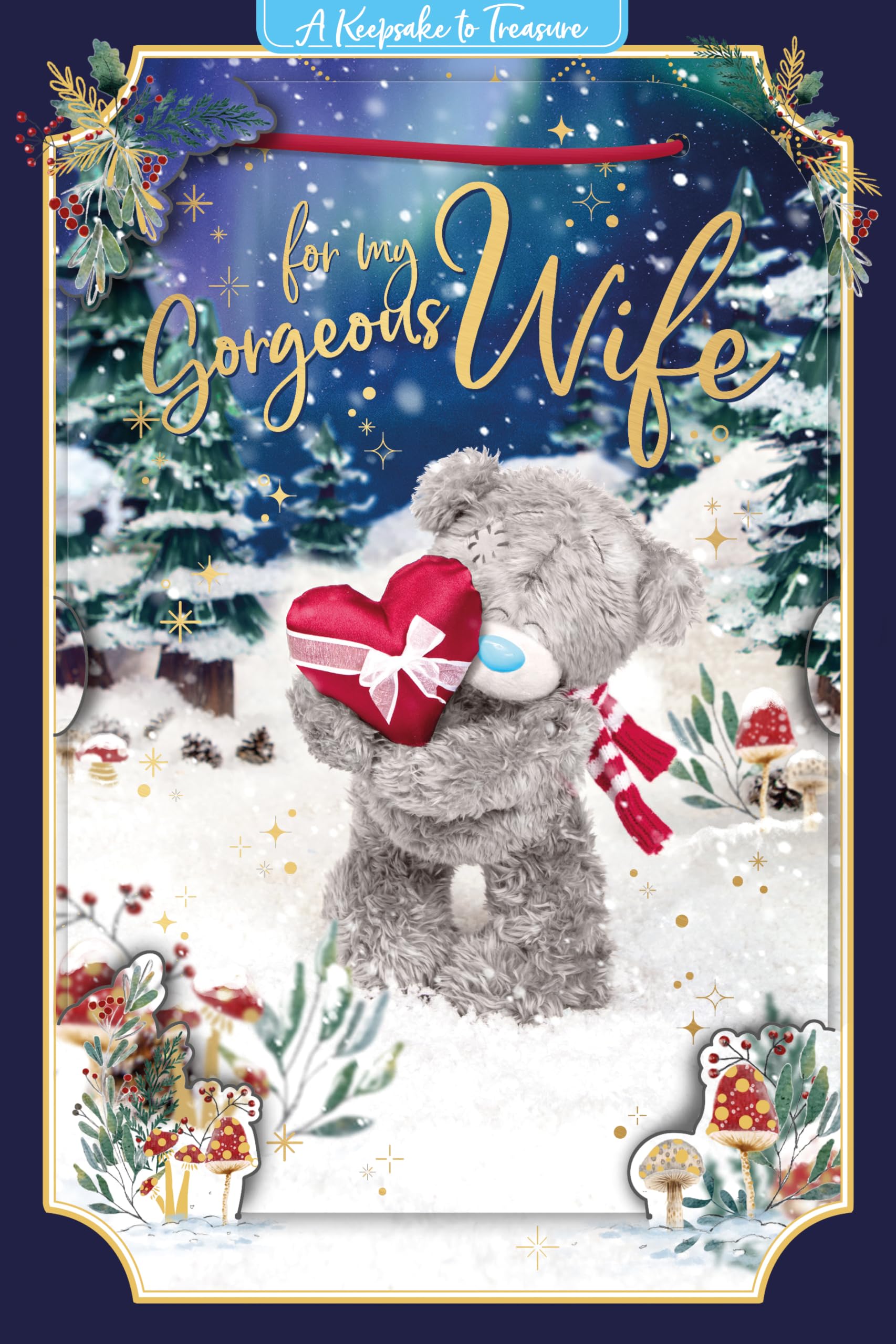 Me to You Tatty Teddy 3D Christmas Keepsake Card For My Gorgeous Wife 6x9ins - Official Collection