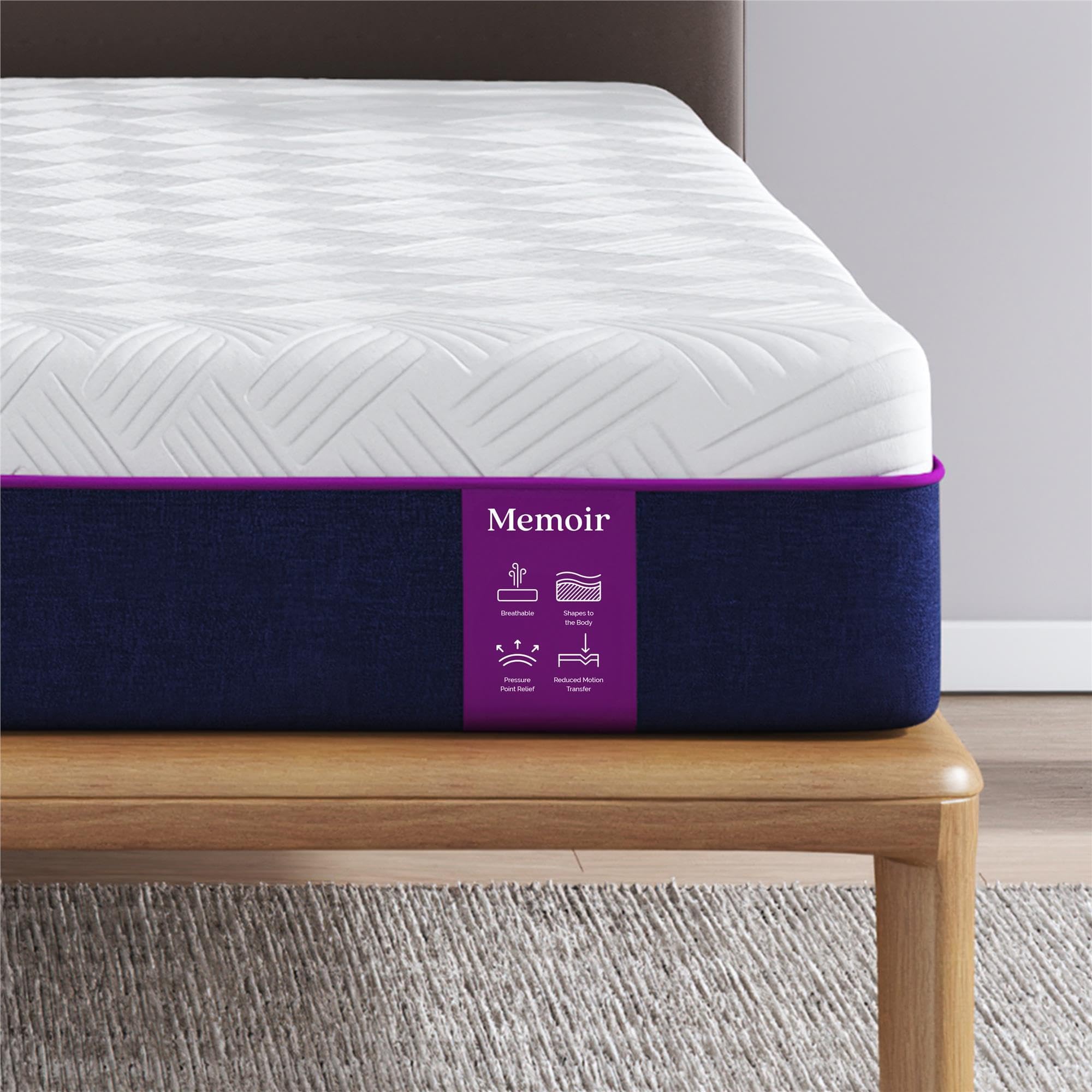 Signature Sleep Memoir 10 Inch Memory Foam Box, Medium, Certipur-US and Oeko-TEX Mattress, Queen, White
