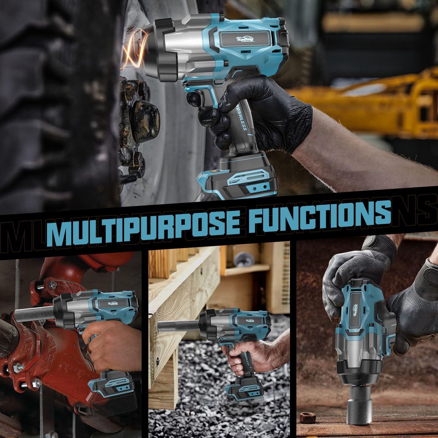 SOARFLY 1/2" Cordless Impact Wrench 1106Ft-Lbs (1500N.m) | 21V Brushless High Torque Impact Gun, 2x4.0Ah Batteries, Variable Speed, LED Light, 5 Sockets for Truck RV Car Tire Repairs thumbnail 12