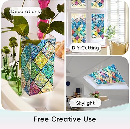 Miniatura 53 de DUOFIRE Película de privacidad para ventana, película de vidrio esmerilado, película de vidrio estático, sin pegamento, anti-UV, adhesivo para Flor