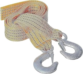 Heavy Duty Car Towing Strap Trailer Strap Load 10 Ton Nylon Braid Lifting with Safety Hooks Shackle for Towing Cars Vehicles Emergency Recovery Securing Tool - 3M