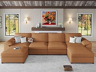 EASE MOOSE Oversized Modular Sectional Sofa,Leather Sectional Couch with...