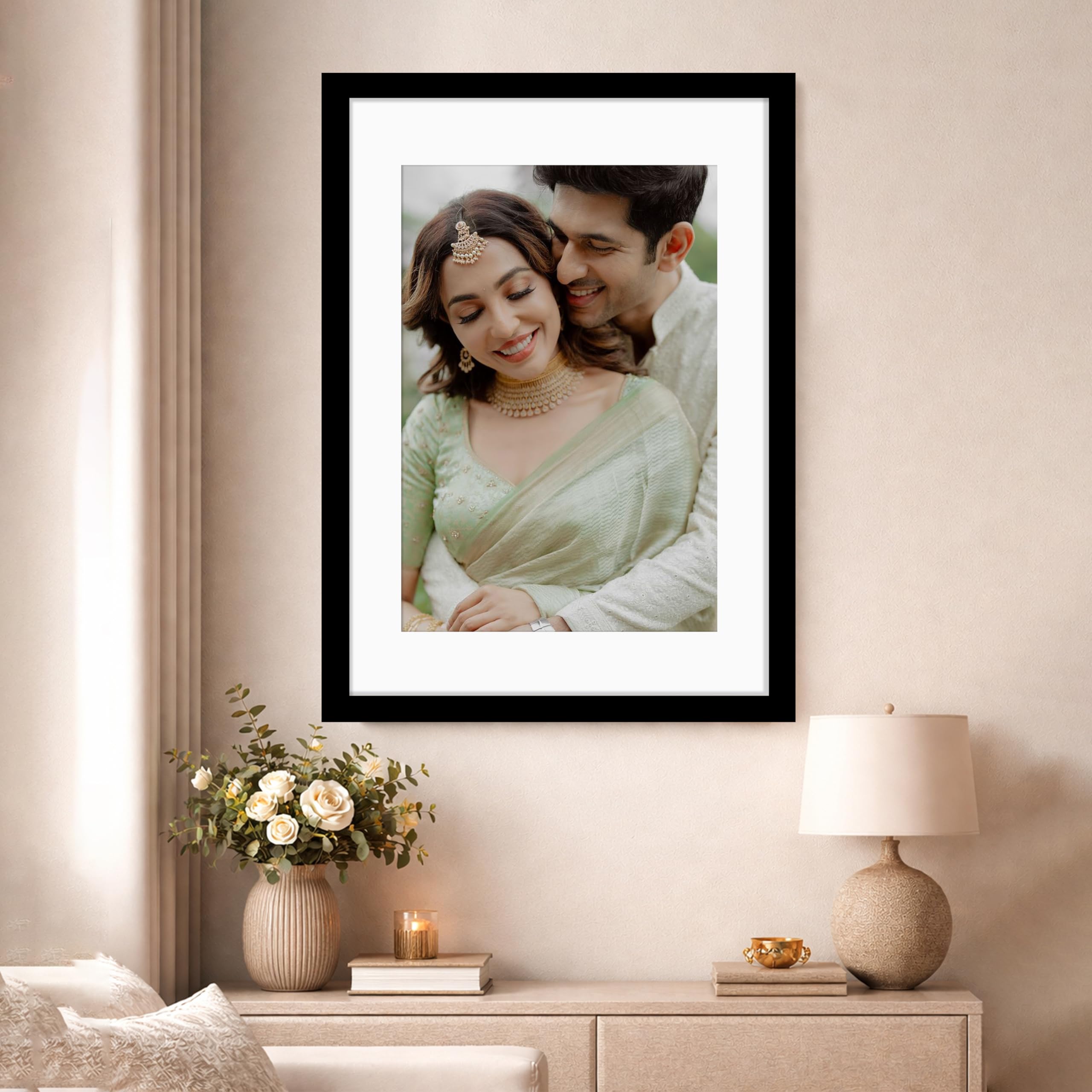 Art Street Synthetic Document Large Size Wall Photo Frame, Set of 1 Big Frames For Wall Artwork, Certificates, Picture & Photographs Home Decor (18x24 Inch, Matted To: 12x18 Inch, Black)