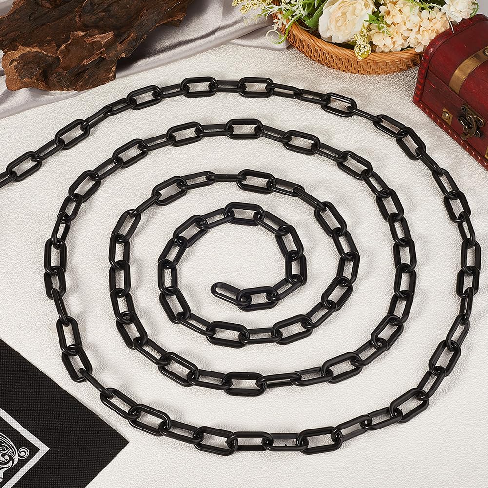 49 Fuß/15 m Kunststoff Absperrkette Schwarze Absperrkette Plastik Wetterfest Sicherheitsglied Kabelketten Zur Kontrolle von Menschenmengen Für Parkplätze Zäune Warteschlangen