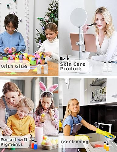 Miniatura 4 de Paquete de 6 botellas exprimibles con tapas giratorias de plástico transparente de 4.1 fl oz, botellas dispensadoras de laboratorio para artes,