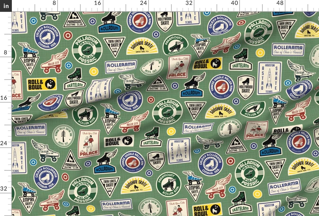 Spoonflower Fabric - All Skate Vintage Roller Rink Retro Mid Century Sport Skating Printed on Minky Fabric by The Yard - Sewing Baby Blankets Quilt Backing Plush