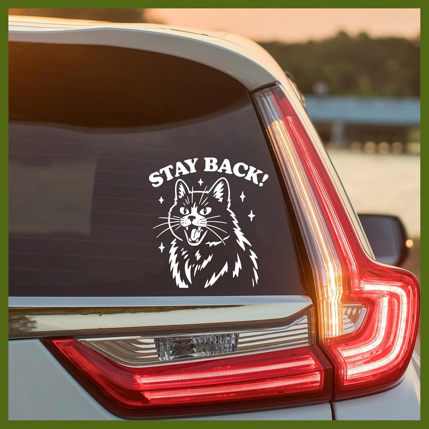 Stay Back Decal, Angry Cat Car Window Decals, 6 Inches UV DTF Tranfer Car Stickers, Cats Mama Weatherproof Car Truck Window Bumper Sticker, Funny Animal Car Stickers and Decals for Cat Lovers - Image 2