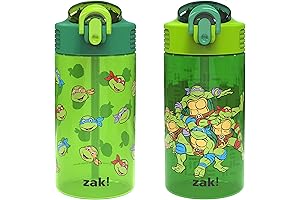 Zak Designs Ninja Turtles Blanket for Boys, 16oz 2 Count Water Bottle