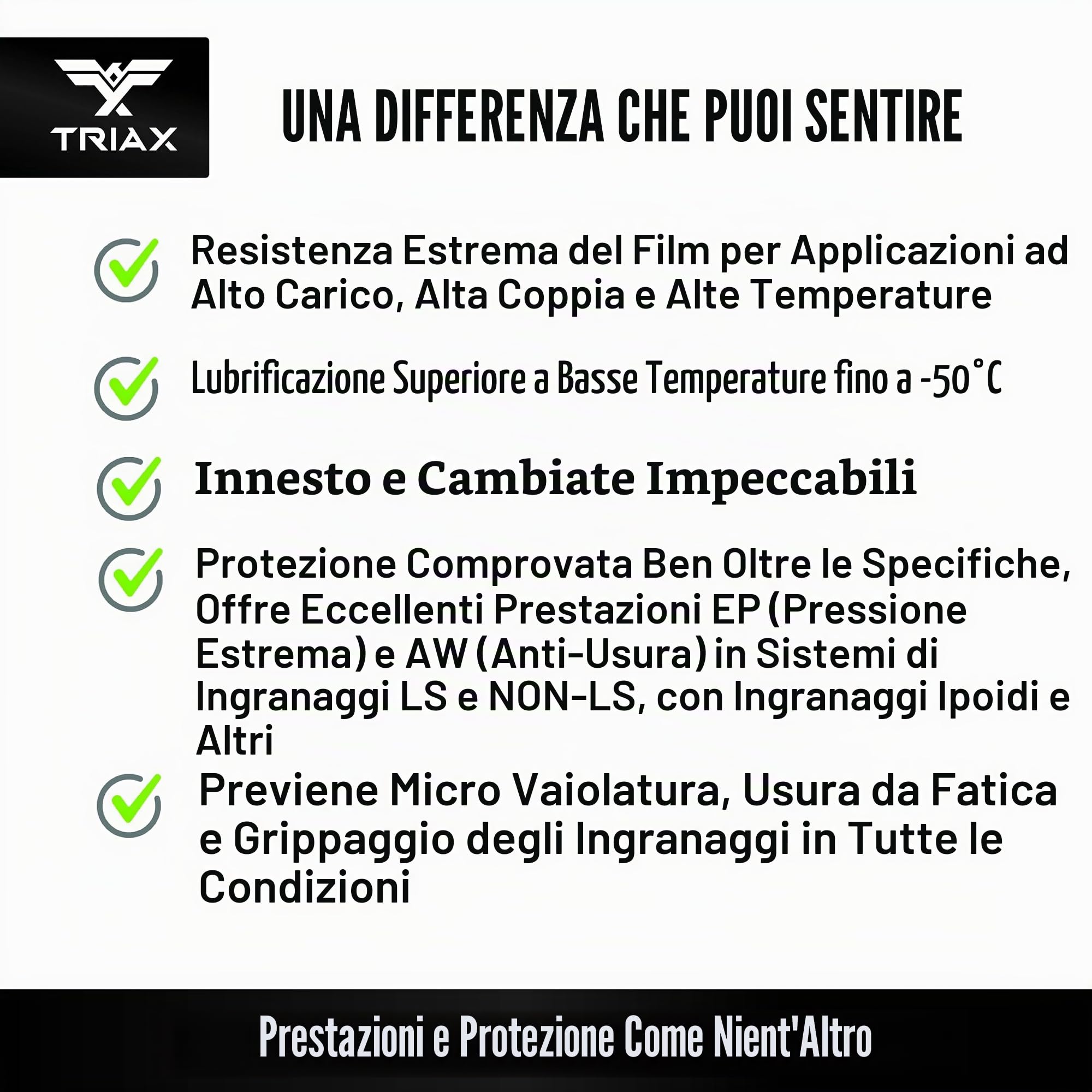 TRIAX Synergy Gear 75W-90 GL-5 Lubrificante Totalmente Sintetico per Cambi Manuali e Differenziali a Slittamento Limitato, Transmissioni, Ingranaggi Ipoidi, Differenziali, Assali (1 Quarto)