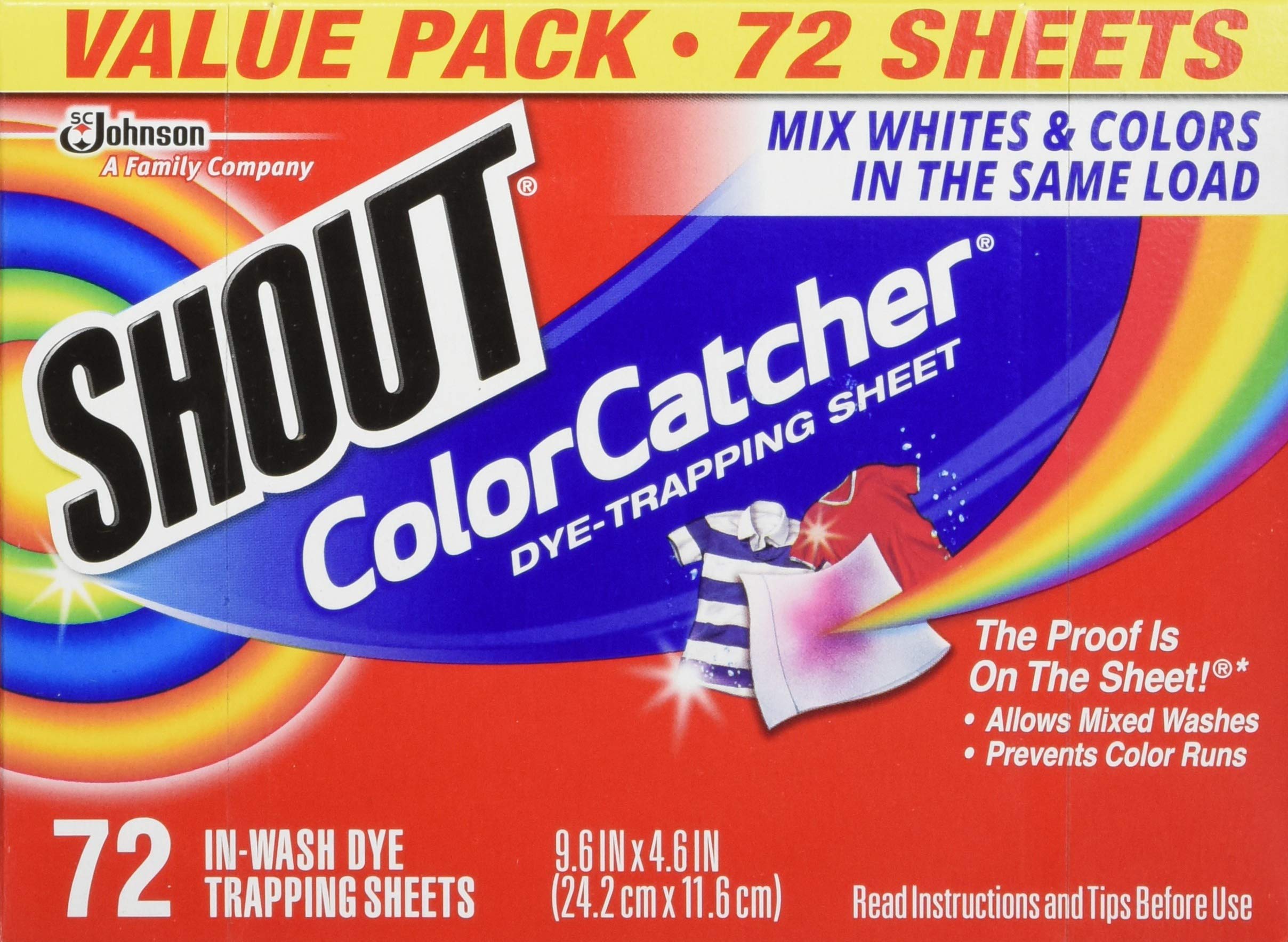 Color Catcher Sheets for Laundry, Allow Mixed Washes, Prevents Color Runs and Maintains Original Clothing, 72 Count - Pack of 4 (288 Total Sheets)