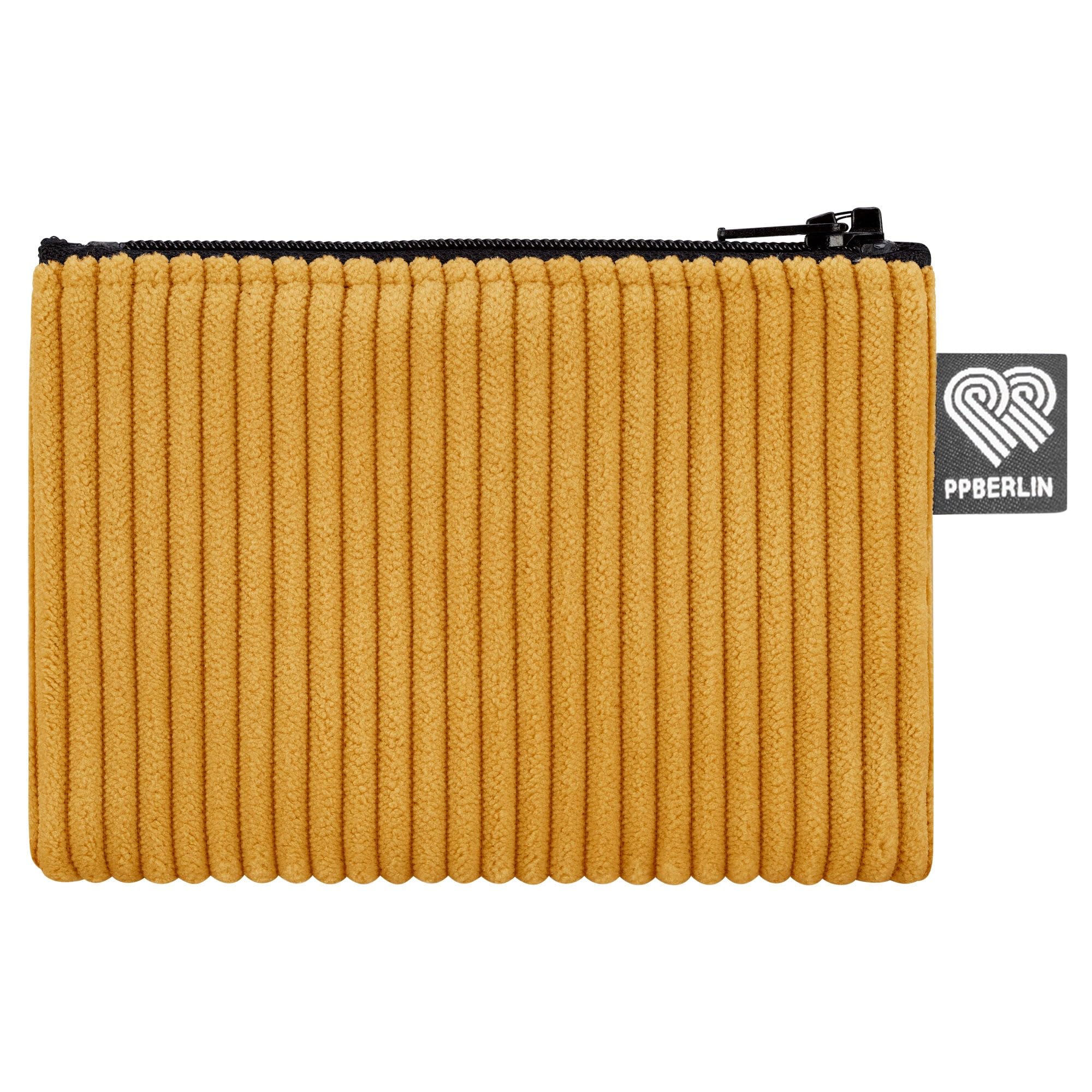 PP-Berlin Cord Etui klein für Damen & Herren Currygelb - Handmade & vegan, Geldbörse und Mini-Aufbewahrungstasche im Kreditkarten-Format, Made in Germany
