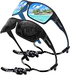 STORYCOAST Polarized Sports Sunglasses for Men Women Unbreakable Frame Cycling Fishing Driving Black+Blue Mirror 2Pack