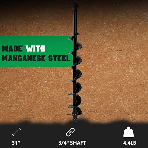 Miniatura 4 de JACKCHEN Broca de taladro de 4 x 31 pulgadas para taladro de tierra, agujeros de repuesto para excavadora de tierra, herramientas de jardín, maceta