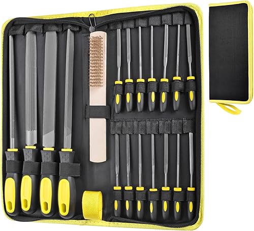 Juego de 20 limas  Juego de limas de metal de acero al carbono de primera calidad con maleta, archivos grandes