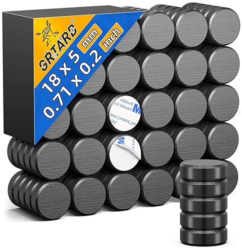 Miniatura 52 de Grtard Paquete de 45 imanes de cerámica con respaldo adhesivo, disco redondo pequeño para manualidades, bricolaje, ciencias, pasatiempos, proyectos