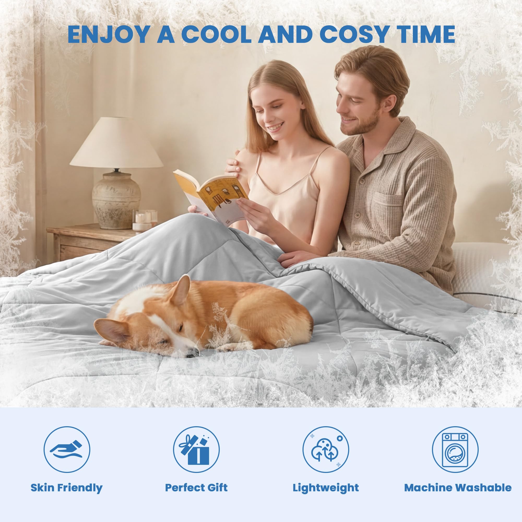 Coperta Estiva con Fibra di Raffreddamento, Coperta Refrigerante Letto è Morbida e Fresca Traspirante su Entrambi i Lati Aiuta a Dormire, 200x220cm