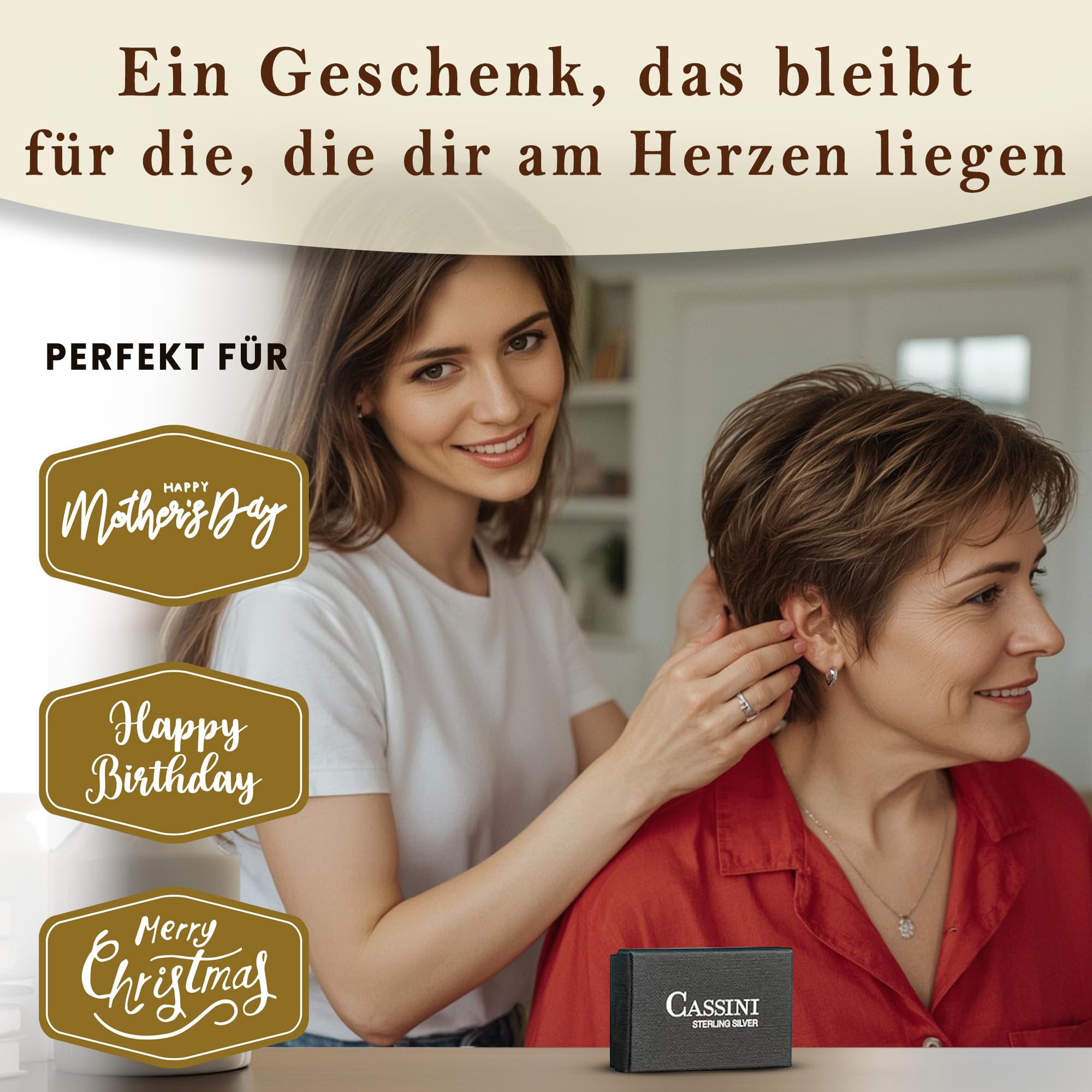Cassini | Breite Creolen Damen Ohrringe aus 925 Sterling Silber – Matt & Poliert, Verziert mit Zirkonia Steinen, Hypoallergen & Allergiefrei, Elegante Silber Creolen, 3CZQ