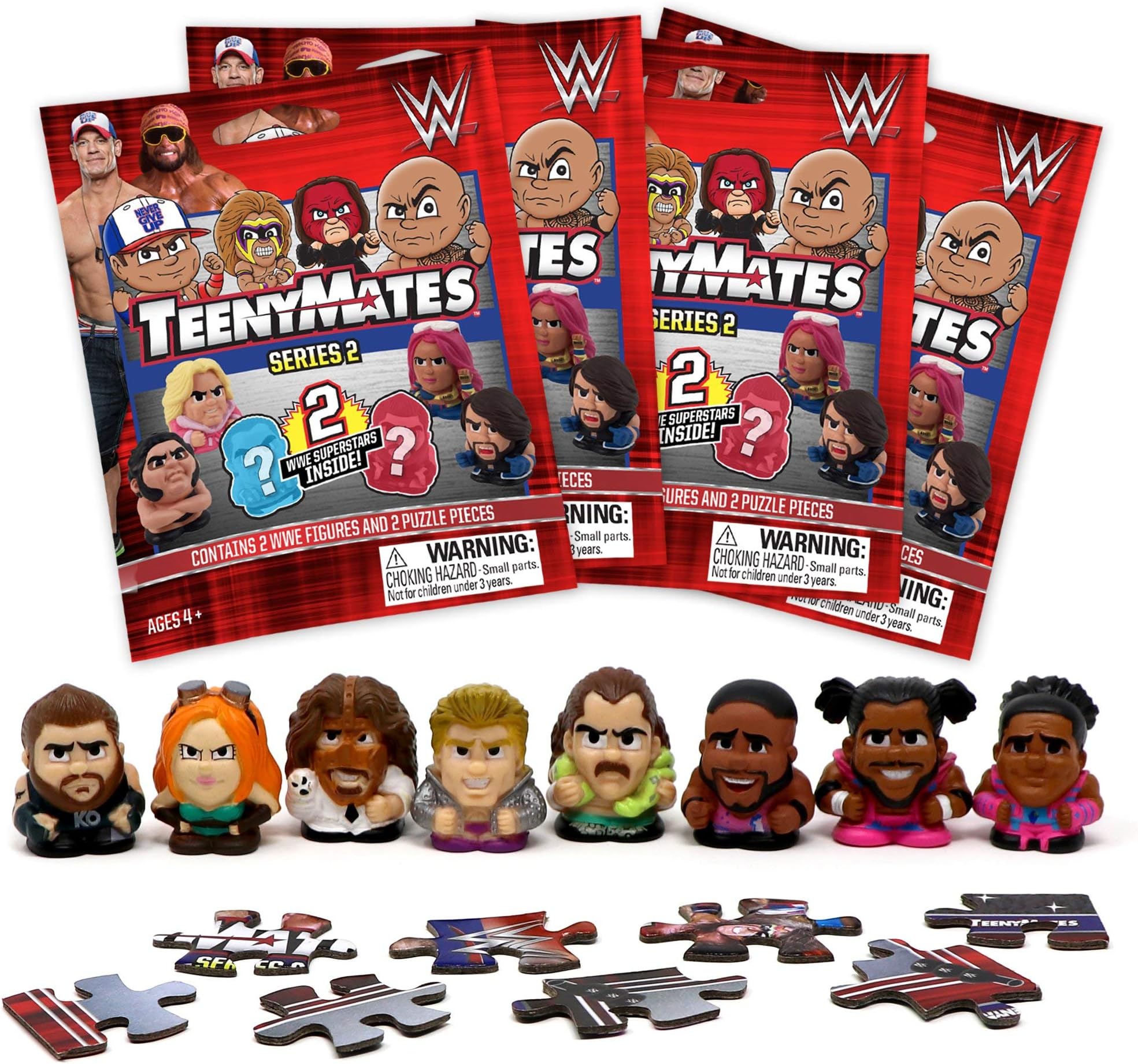Party Animal WWE Series 2 Mini Figures Blind Bags Gift Set Party Bundle - 4 Pack,Multicolored,Small