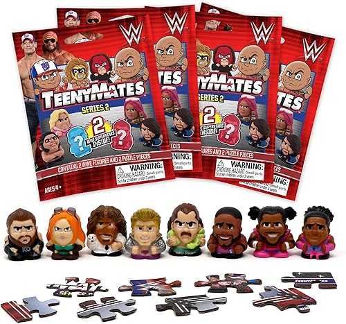 Teenymates Party Animal WWE Series 2 Mini Figuras Blind Bags Set de regalo Paquete de 4 unidades, multicolor, pequeño