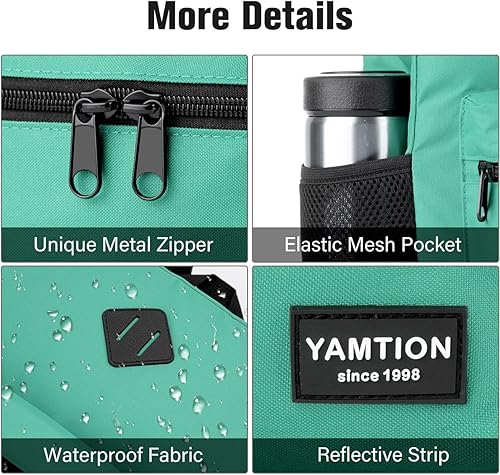 Miniatura 3 de YAMTION - Mochila escolar para adolescentes, mochila clásica verde con puerto USB para estudiantes de preparatoria y universidad