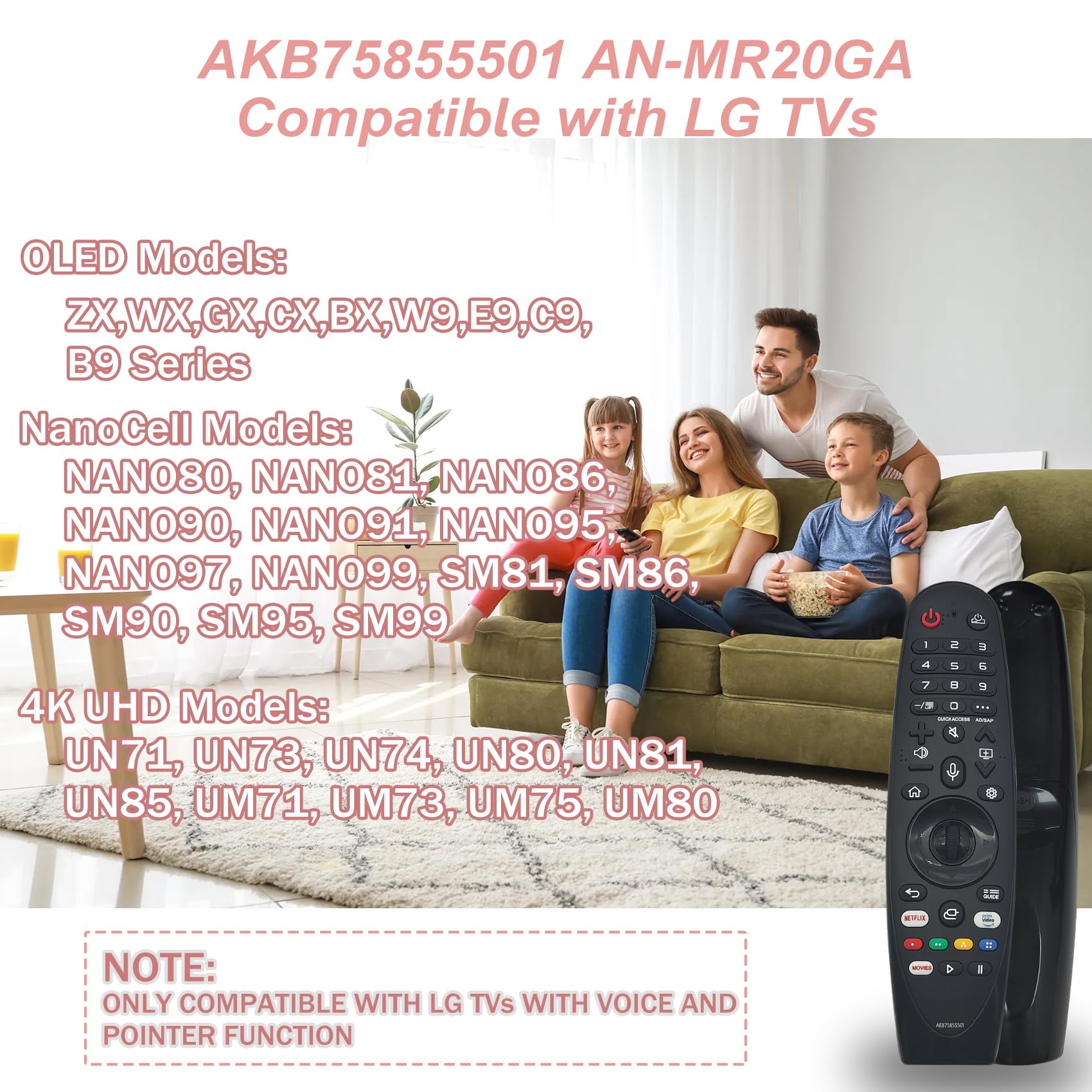 AKB75855501 AN-MR20GA for LG TV Remote, OLED QNED NanoCell 4K UHD Voice Magic Remote Control, Replace for LG TV Control AN-MR650, AN-MR19BA, AN-MR18BA, with Netflix Prime Keys, Pointer Function