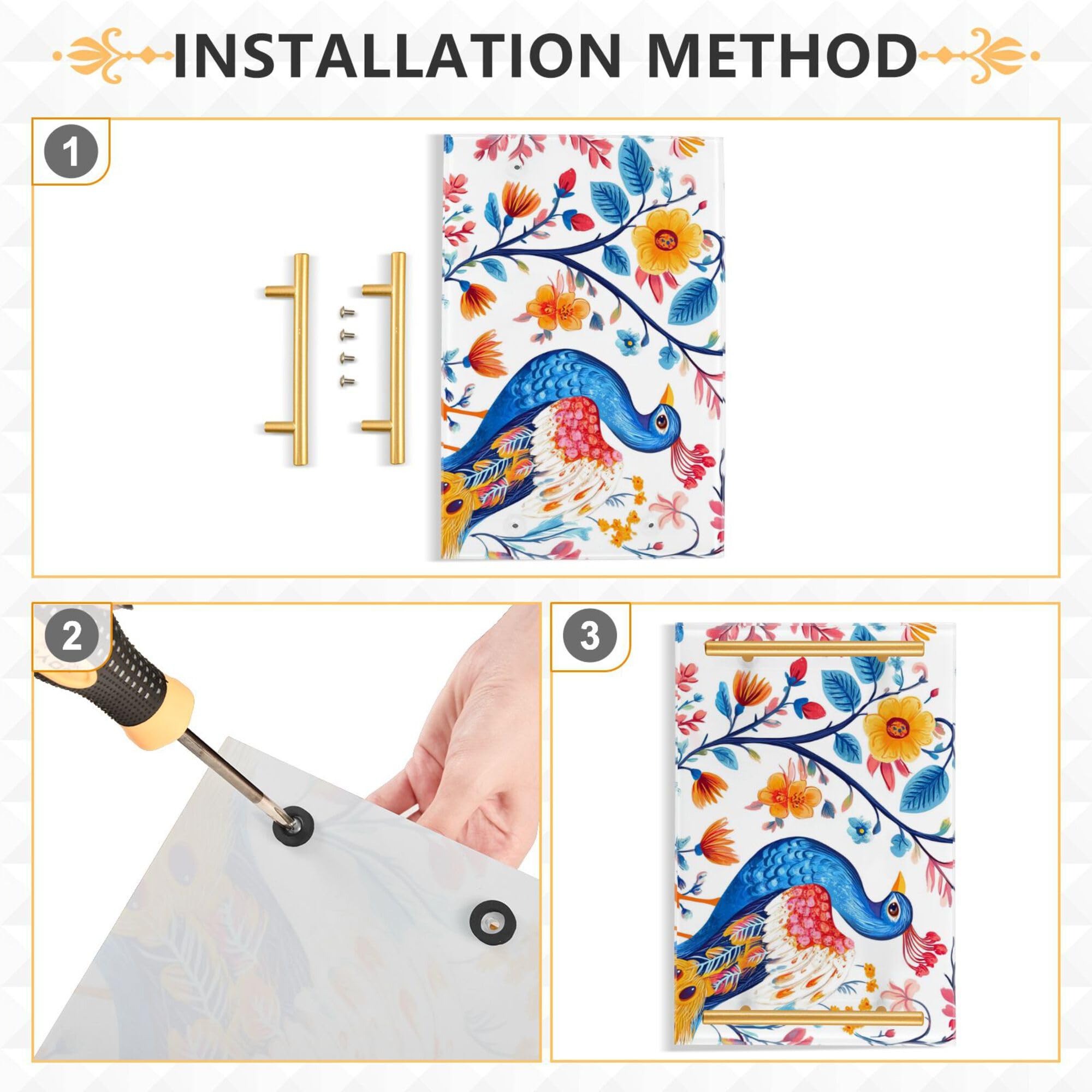 Bathroom Vanity Tray Counter Organizer, Cartoon Sweet Peacocks Decorative Tray with Handles Countertop Storage for Bathroom Bedroom Kitchen Home Farmhouse