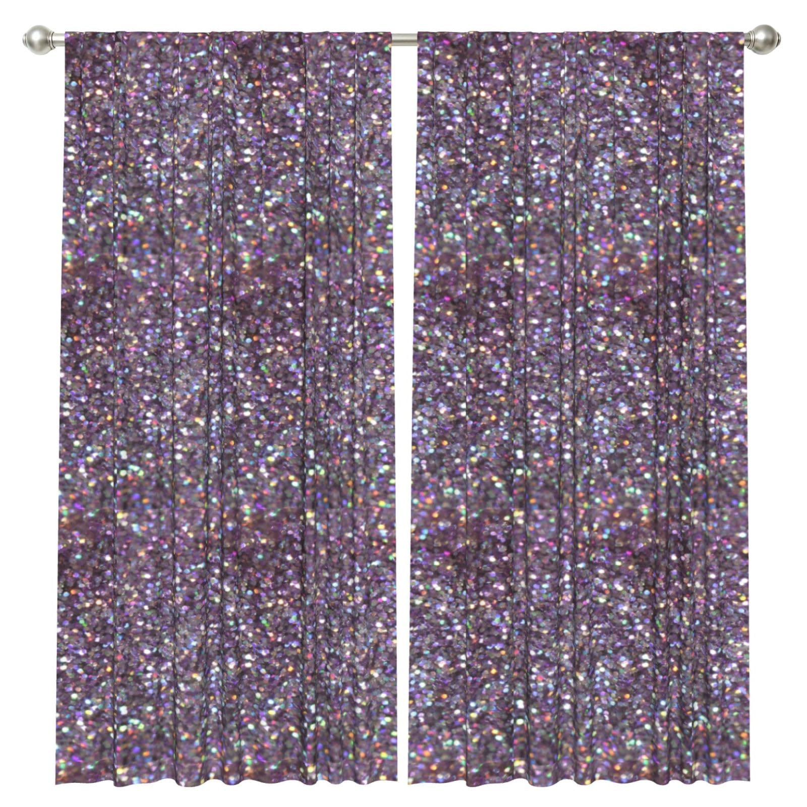 InOmak Glitter Sparkles Shimmer, 2 Panels Window Curtains 52 x 84 Inch Blackout Curtains for Living Room Bedroom