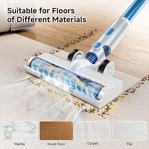 Miniatura 3 de Aspiradora inalámbrica para el hogar, ligera, aspiradora de palo de 40 Kpa con batería recargable, tiempo de funcionamiento máximo de 45 minutos,