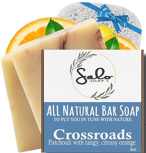 Salo Soap's - Jabón en barra de naranja y pachulí, una barra de jabón natural para mujeres con piel sensible, jabón perfumado naturalmente para todo