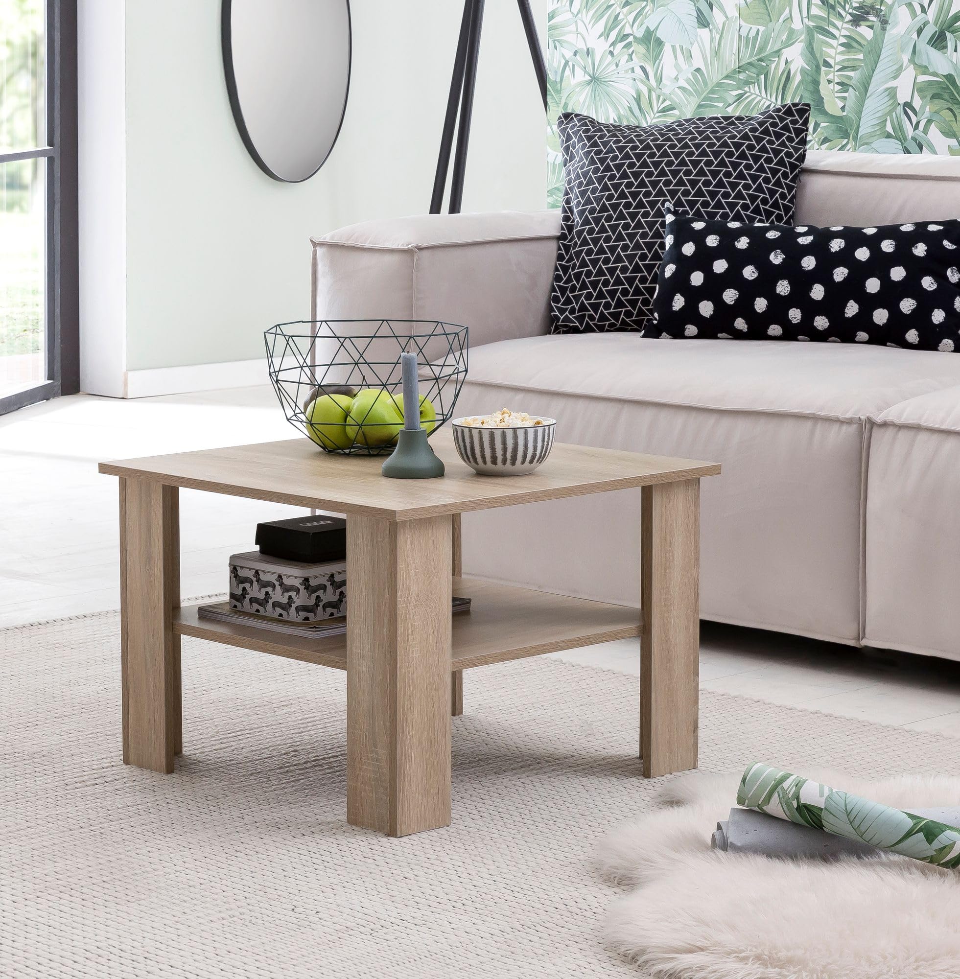 FineBuy Mesa de Centro Mesa de Madera de diseño 60x42x60 cm de Madera con Estante | Mesa de Centro Mesa de Centro | Sofá de Mesa | Mesa de Centro con Espacio de Almacenamiento | Mesa Sala de Estar