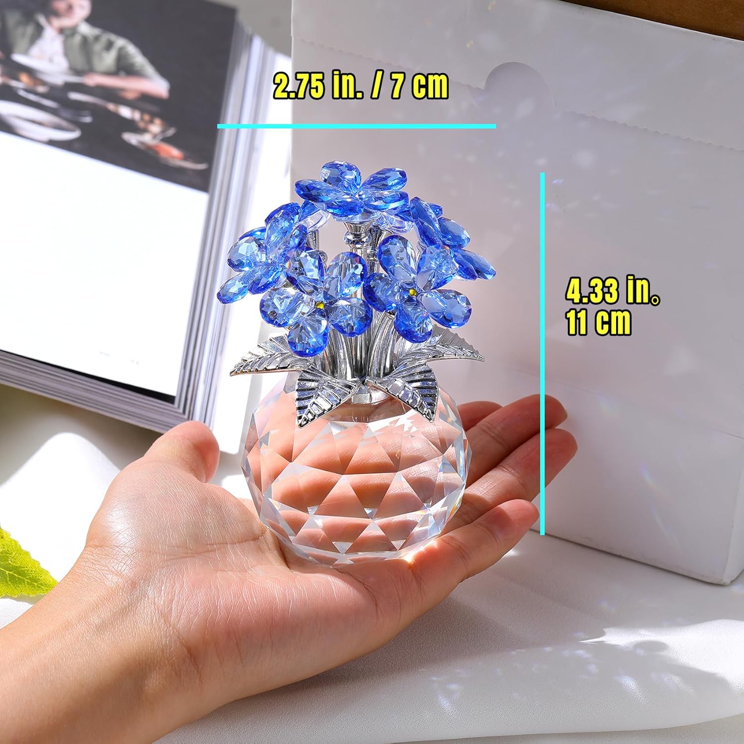 Ornalrist Blue K9 Crystal Forget Me Not Flowers, Meaningful Remembrance Gifts, Birthday Gifts for Friend Sister, Glass Figurines Collectibles - Image 4