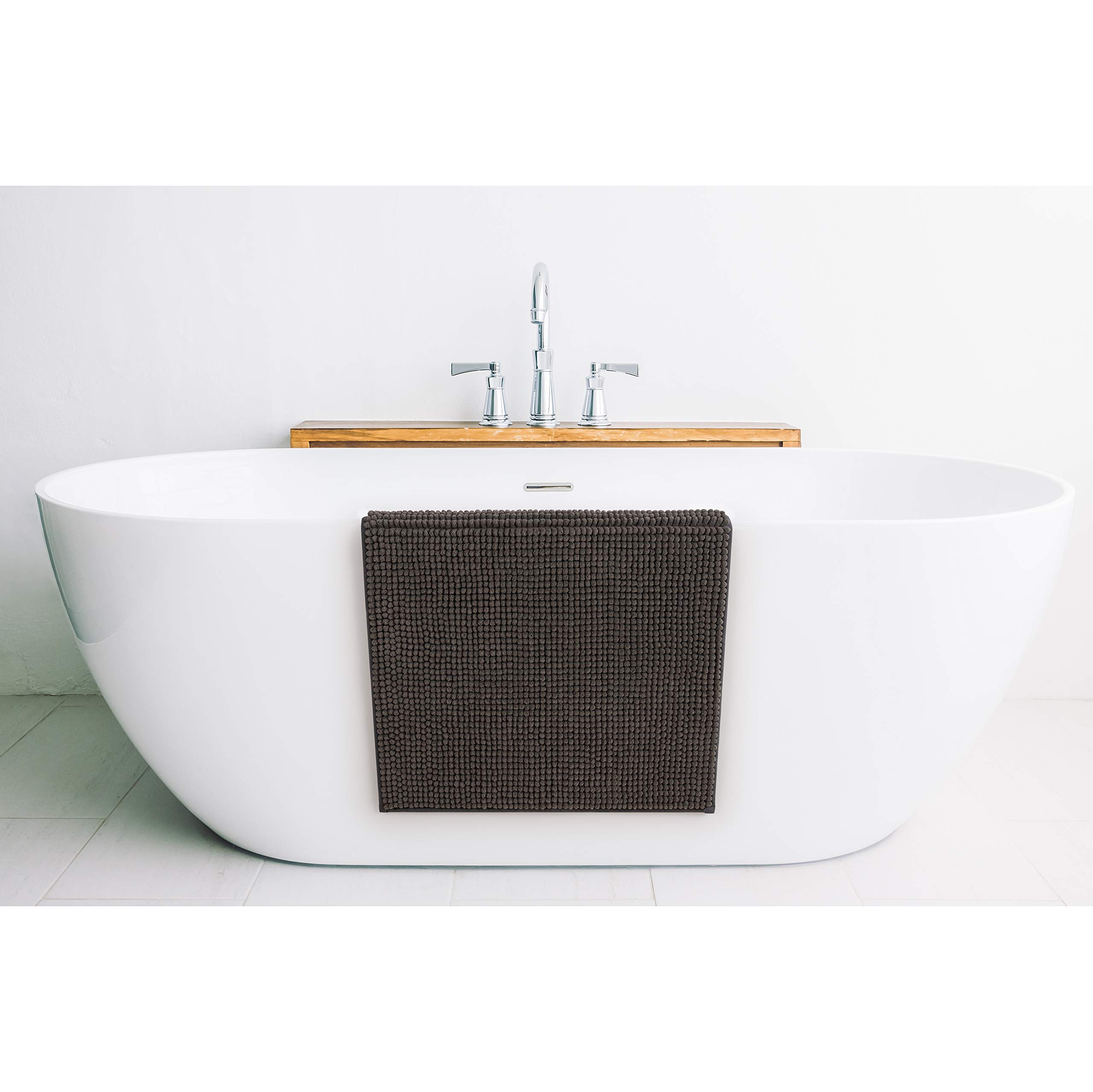 Tapis de Bain Absorbant Antidérapant Oeko-Text 60x40 Gris foncé