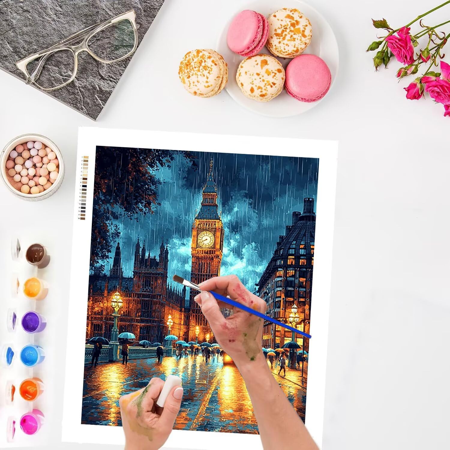 Vista notturna di Londra Dipingere con i Numeri per Adulti, 70x90cm a-597 | Pittura a Olio Kit, fai da te Quadri da Dipingere Numerat, Adulti Bambini Hobby Creativi,Pittura Adulti Decora la Casa Regalo