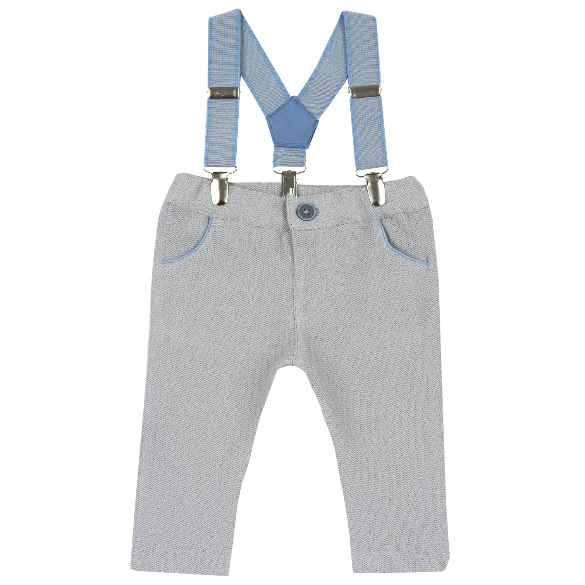 Chicco, Pantalone con bretelle per cerimonie ed eventi per neonato, Grigio, 12 mesi