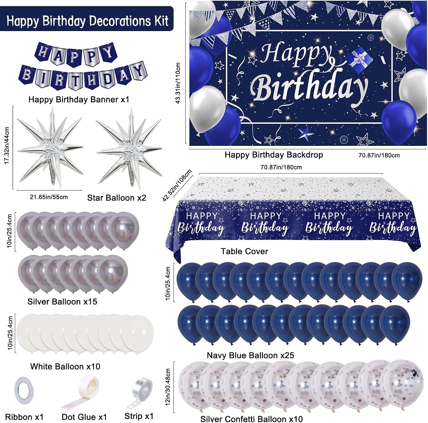 Blue Birthday Decorations for Men Boys Blue and Silver Party Decorations image 4