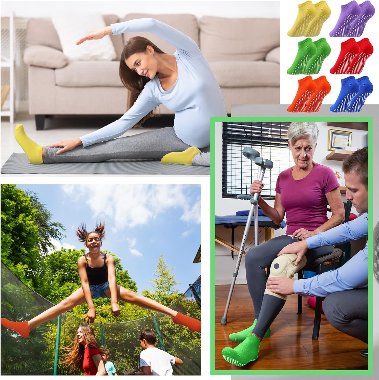 Janmercy 36 Pairs Non Slip Socks Women's Sports Yoga Pilates Socks Slipper Sock with Grippers - Image 7